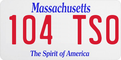 MA license plate 104TS0