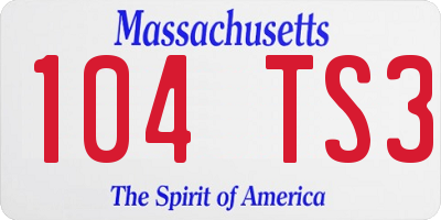 MA license plate 104TS3