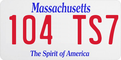 MA license plate 104TS7