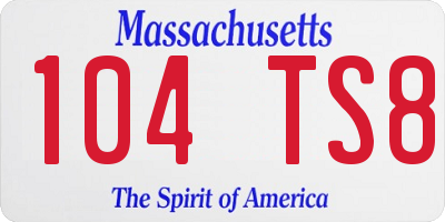 MA license plate 104TS8