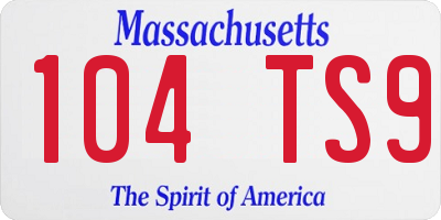 MA license plate 104TS9