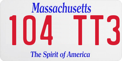 MA license plate 104TT3