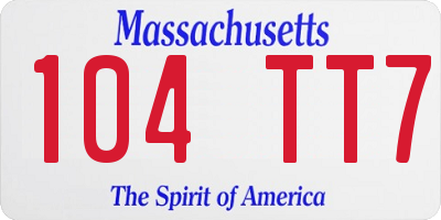 MA license plate 104TT7