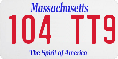 MA license plate 104TT9