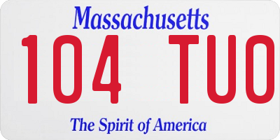 MA license plate 104TU0