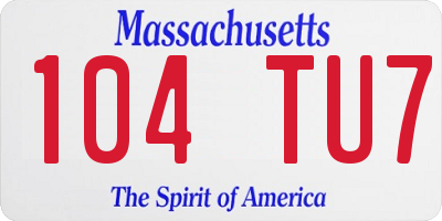 MA license plate 104TU7