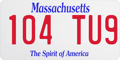 MA license plate 104TU9