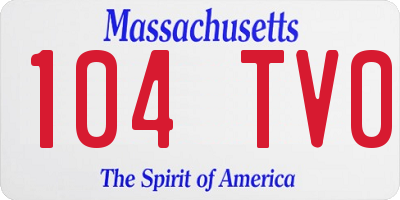MA license plate 104TV0