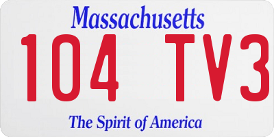 MA license plate 104TV3