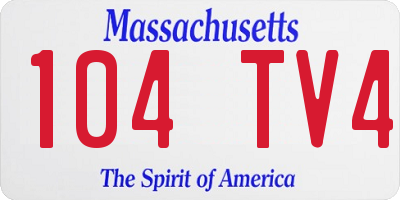 MA license plate 104TV4