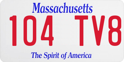 MA license plate 104TV8
