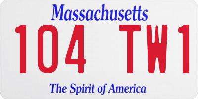 MA license plate 104TW1