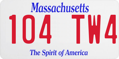 MA license plate 104TW4