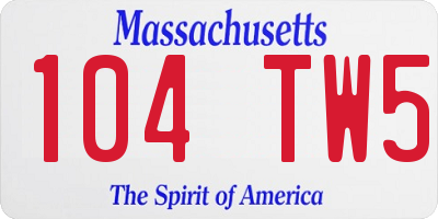 MA license plate 104TW5