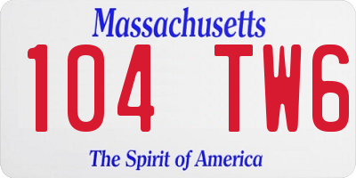MA license plate 104TW6