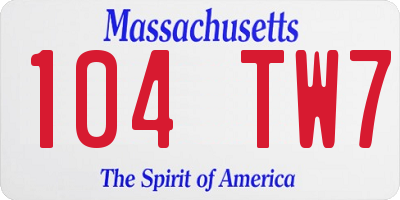 MA license plate 104TW7