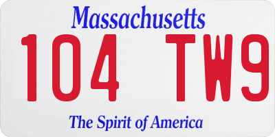 MA license plate 104TW9