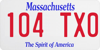 MA license plate 104TX0