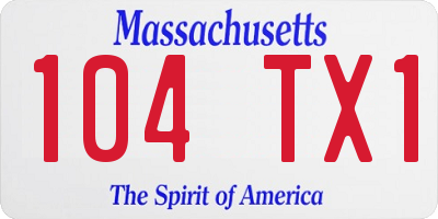 MA license plate 104TX1