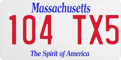 MA license plate 104TX5