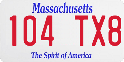 MA license plate 104TX8
