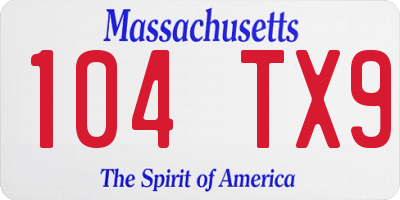 MA license plate 104TX9