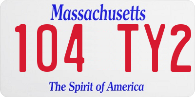 MA license plate 104TY2
