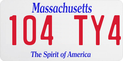 MA license plate 104TY4