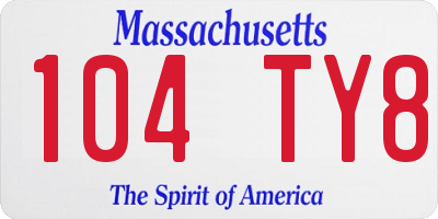 MA license plate 104TY8