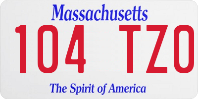 MA license plate 104TZ0