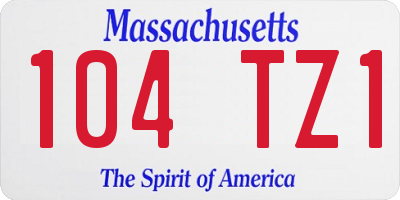 MA license plate 104TZ1