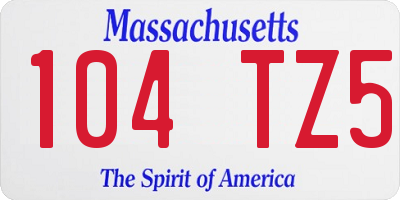 MA license plate 104TZ5