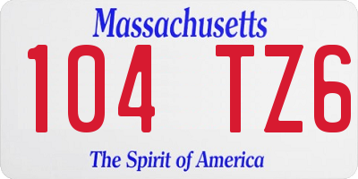 MA license plate 104TZ6