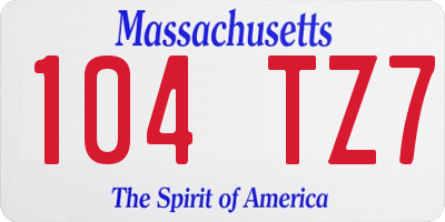 MA license plate 104TZ7