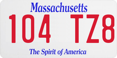 MA license plate 104TZ8