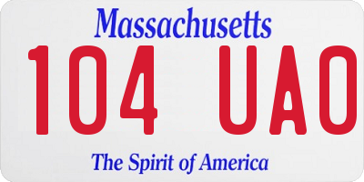 MA license plate 104UA0