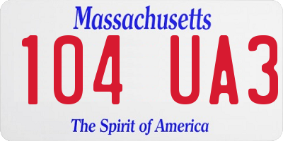 MA license plate 104UA3