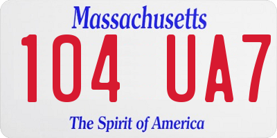 MA license plate 104UA7