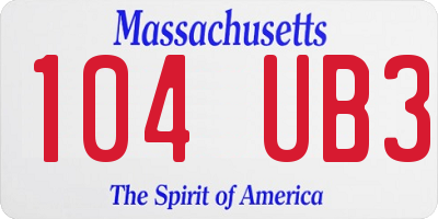 MA license plate 104UB3