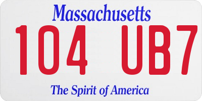 MA license plate 104UB7