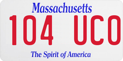 MA license plate 104UC0