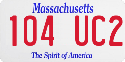 MA license plate 104UC2