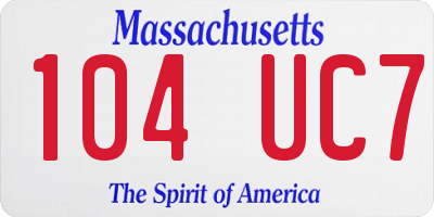 MA license plate 104UC7