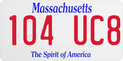 MA license plate 104UC8