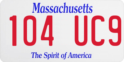 MA license plate 104UC9