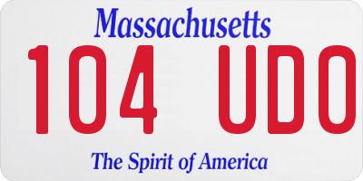 MA license plate 104UD0