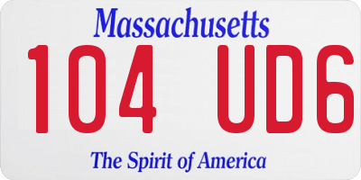 MA license plate 104UD6