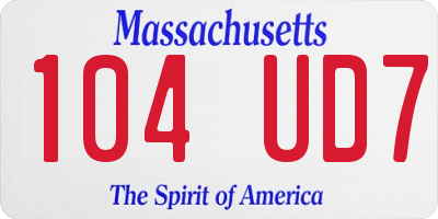 MA license plate 104UD7