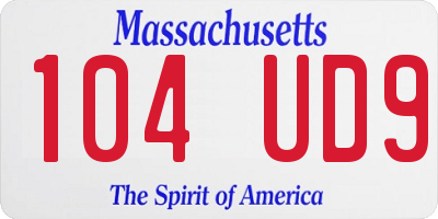 MA license plate 104UD9