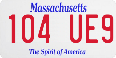 MA license plate 104UE9
